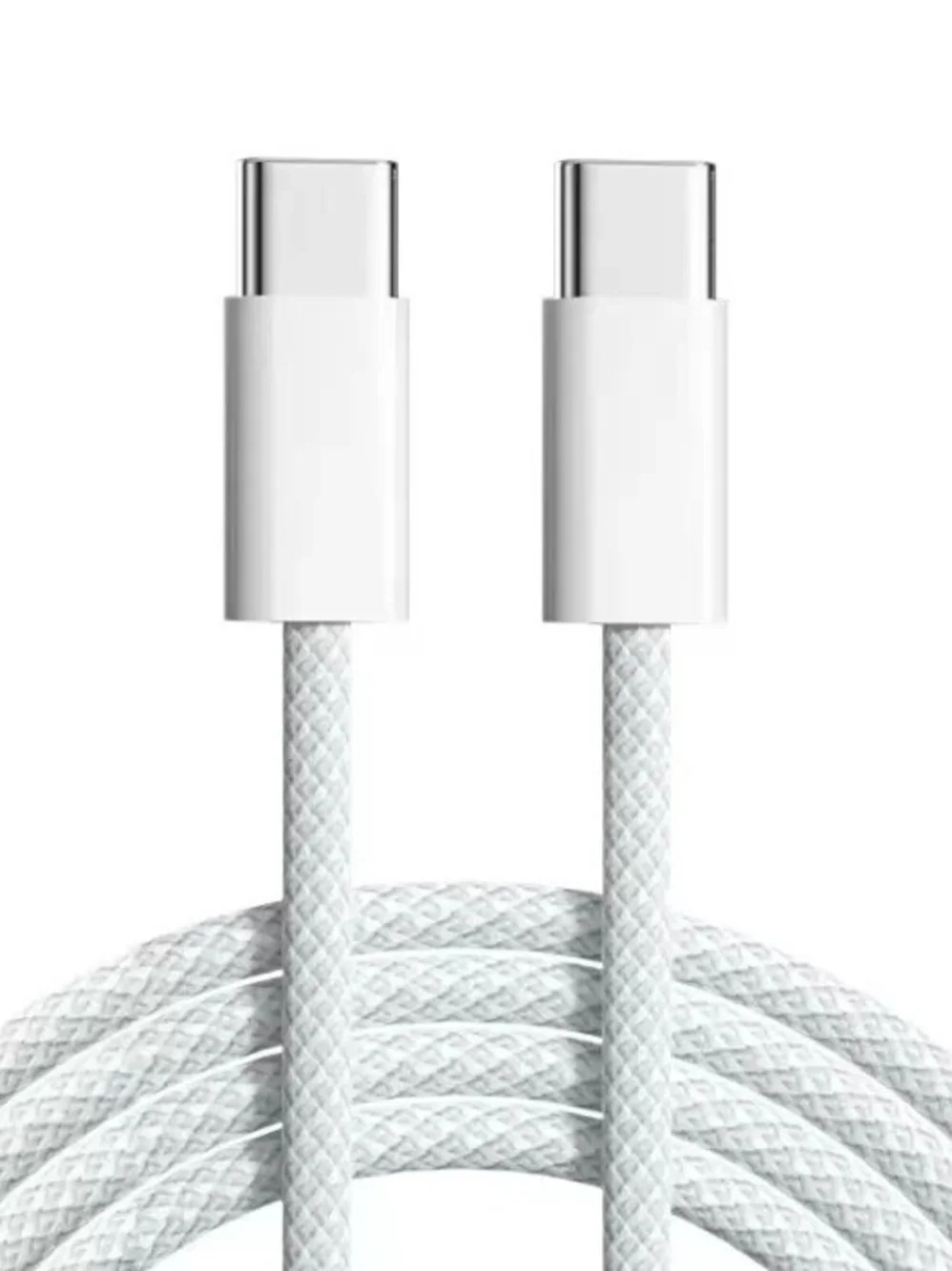 For iPhone 15 16 USB-C to USB-C Braided Charging Cable - White